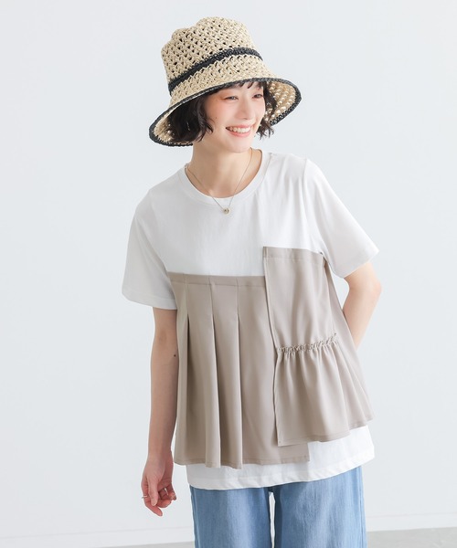 n'OrLABEL(ノアールレーベル)の「【接触冷感】ビスチェドッキング冷感カットソー(Tシャツ/カットソー・レディース・オフホワイト/ブラック・2/1)」の6枚目の写真