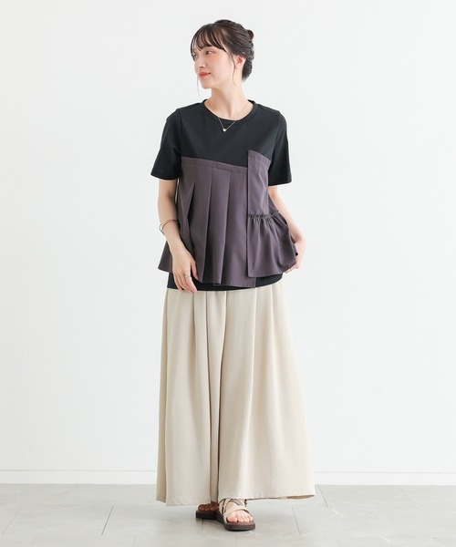 n'OrLABEL(ノアールレーベル)の「【接触冷感】ビスチェドッキング冷感カットソー(Tシャツ/カットソー・レディース・オフホワイト/ブラック・2/1)」の11枚目の写真