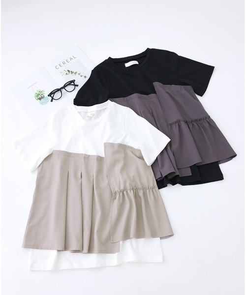 n'OrLABEL(ノアールレーベル)の「【接触冷感】ビスチェドッキング冷感カットソー(Tシャツ/カットソー・レディース・オフホワイト/ブラック・2/1)」の3枚目の写真