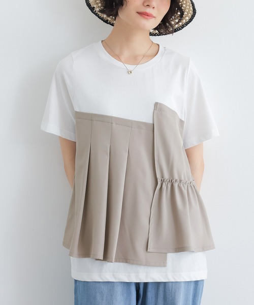 n'OrLABEL(ノアールレーベル)の「【接触冷感】ビスチェドッキング冷感カットソー(Tシャツ/カットソー・レディース・オフホワイト/ブラック・2/1)」の4枚目の写真