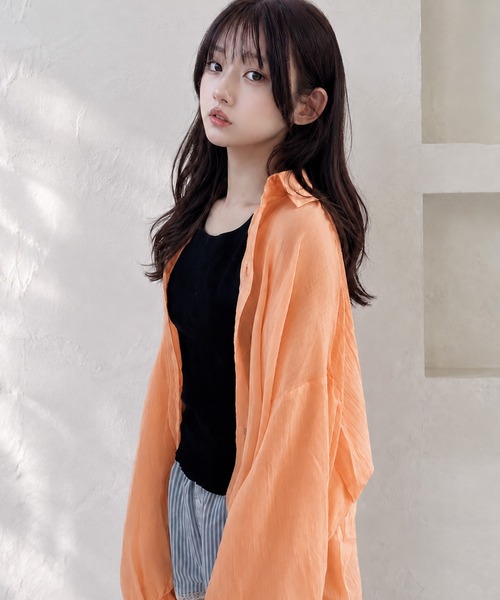 NOLITA LABORATORY(ノリータラボラトリー)の「【 NOLITA / ノリータ 】シワ加工 オーバーサイズ シアーブラウス(Tシャツ/カットソー・レディース・パープル/オレンジ/ブルー・FREE)」の3枚目の写真