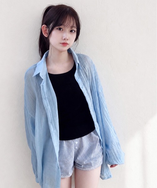 NOLITA LABORATORY(ノリータラボラトリー)の「【 NOLITA / ノリータ 】シワ加工 オーバーサイズ シアーブラウス(Tシャツ/カットソー・レディース・パープル/オレンジ/ブルー・FREE)」の2枚目の写真