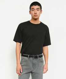 [プラス] 記者 コットン レギュラークルーネック Tシャツ [ブラック]