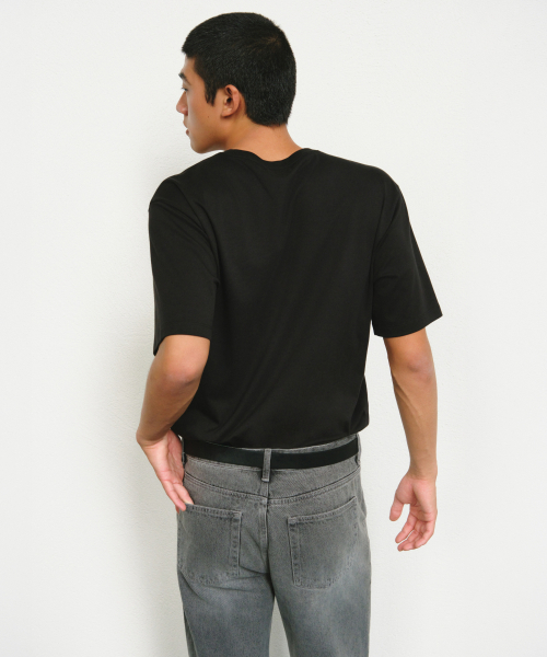 MUSINSA STANDARD（ムシンサスタンダード）の「[プラス] 記者 コットン レギュラークルーネック Tシャツ [ブラック]（Tシャツ/カットソー・メンズ・その他・SMALL/MEDIUM/LARGE/X-LARGE/2XL/3XL）」の3枚目の写真