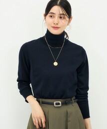 《抗ピンリング/手洗い可能》ウール100 18Gハイネックプルオーバー