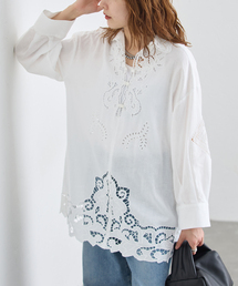 刺繍レースチュニックシャツ