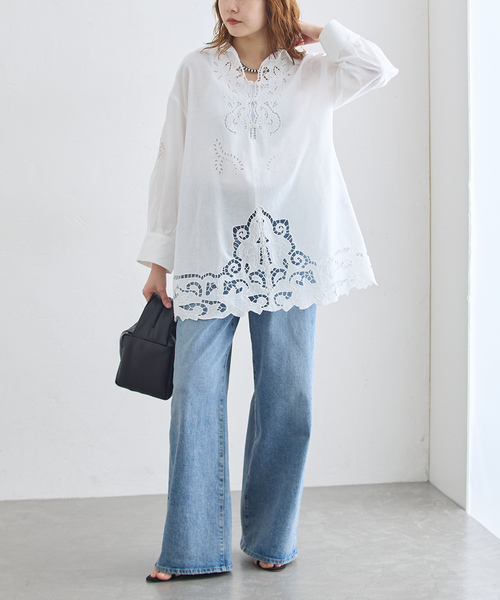 journal standard L'essage(ジャーナルスタンダードレサージュ)の「刺繍レースチュニックシャツ(シャツ/ブラウス・レディース・ホワイト/ブラック・FREE)」の14枚目の写真