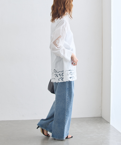 journal standard L'essage(ジャーナルスタンダードレサージュ)の「刺繍レースチュニックシャツ(シャツ/ブラウス・レディース・ホワイト/ブラック・FREE)」の15枚目の写真