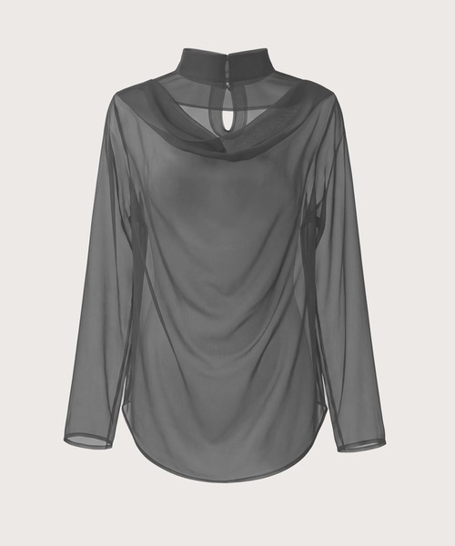 kiehtova(キエトヴァ)の「【kiehtova】FLUID SHEER MOCKNECK TOPS/フルイドシアーモックネックトップス KTWR71(Tシャツ/カットソー・レディース・グレー/ブラウン/ブラック・FREE)」の9枚目の写真