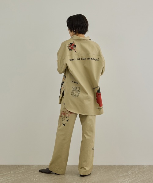 SALON adam et rope'(サロン アダム エ ロペ)の「【Camille de Cussac by SALON】アートプリントオーバーシャツ / セットアップ対応(シャツ/ブラウス・レディース・ベージュ・FREE)」の5枚目の写真