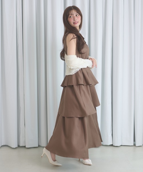 Ambre Neige(アンブルネージュ)の「shoulder ribbon dress / ショルダーリボンワンピース(ワンピース・レディース・ブラック/モカ/アイボリー・FREE)」の8枚目の写真
