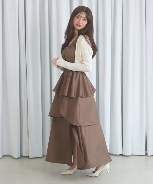 Ambre Neige(アンブルネージュ)の「shoulder ribbon dress / ショルダーリボンワンピース(ワンピース・レディース・ブラック/モカ/アイボリー・FREE)」の9枚目の写真