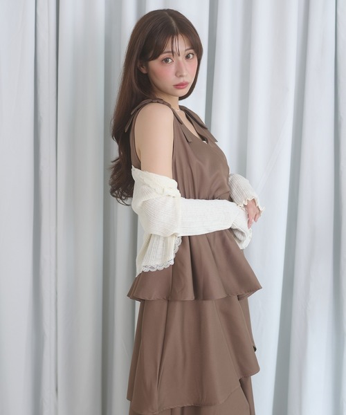 Ambre Neige(アンブルネージュ)の「shoulder ribbon dress / ショルダーリボンワンピース(ワンピース・レディース・ブラック/モカ/アイボリー・FREE)」の11枚目の写真