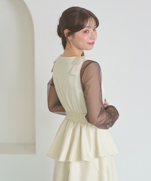 Ambre Neige(アンブルネージュ)の「shoulder ribbon dress / ショルダーリボンワンピース(ワンピース・レディース・ブラック/モカ/アイボリー・FREE)」の21枚目の写真