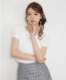 コンパクトシャギーニットトップス 秋服