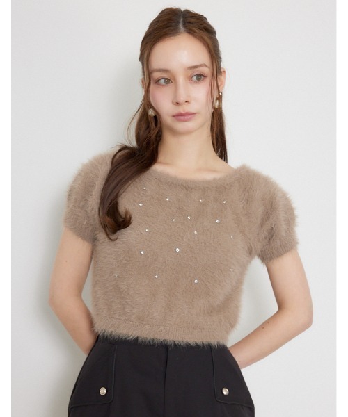 rienda(リエンダ)の「コンパクトシャギーニットトップス 秋服(ニット/セーター・レディース・ライトピンク/モカ/ホワイト・FREE)」の2枚目の写真