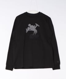 1PIU1UGUALE3  RELAX （ウノピゥウノウグァーレトレ リラックス）の「【1PIU1UGUALE3】 DISNEYコラボ ラインストーンシルエットロングTシャツ（Tシャツ/カットソー）」