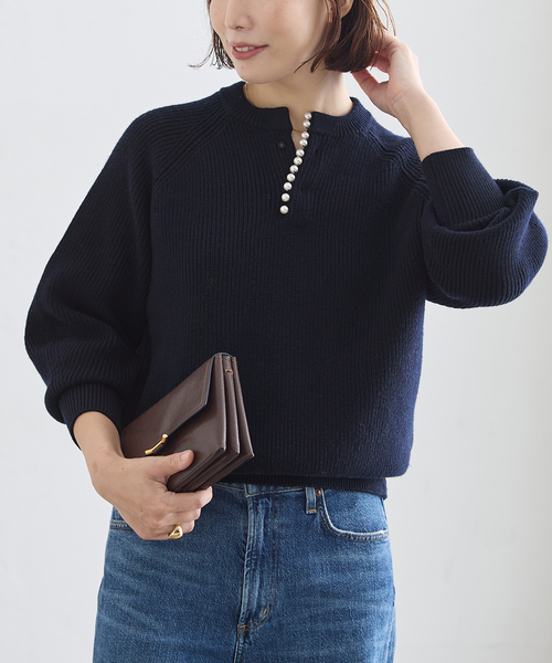 journal standard L'essage(ジャーナルスタンダードレサージュ)の「《一部WEB限定カラー/追加》パールスキッパープルオーバー(ニット/セーター・レディース・グレー/チャコールグレー/ネイビー・FREE)」の3枚目の写真