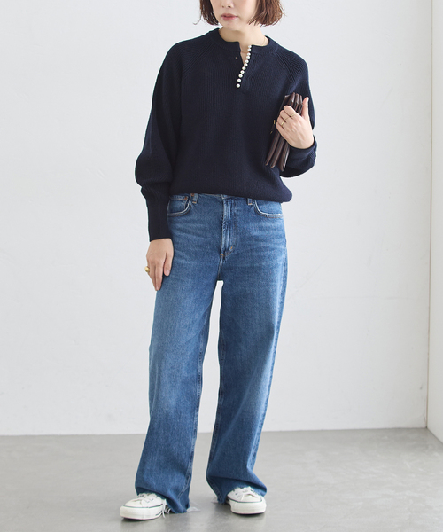 journal standard L'essage(ジャーナルスタンダードレサージュ)の「《一部WEB限定カラー/追加》パールスキッパープルオーバー(ニット/セーター・レディース・グレー/チャコールグレー/ネイビー・FREE)」の6枚目の写真
