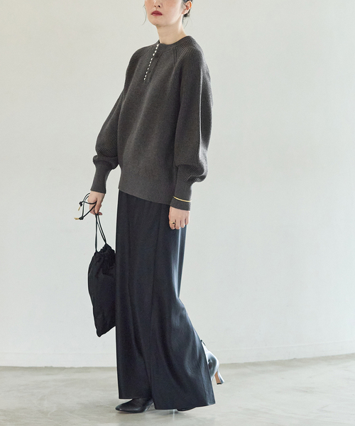 journal standard L'essage(ジャーナルスタンダードレサージュ)の「《一部WEB限定カラー/追加》パールスキッパープルオーバー(ニット/セーター・レディース・グレー/チャコールグレー/ネイビー・FREE)」の12枚目の写真