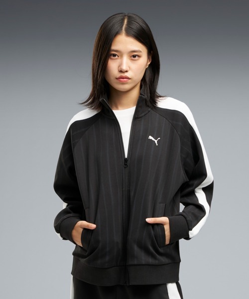 PUMA(プーマ)の「PUMA プーマ ウィメンズ ESS エレベーテッドMX AOP トラックジャケット DK(ジャージ・レディース・グレー/ブラック/オフホワイト・X-LARGE/SMALL/MEDIUM/LARGE)」の3枚目の写真