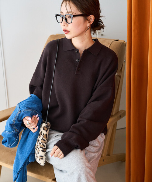 FREAK'S STORE(フリークスストア)の「\累計35,300枚突破/限定展開 ポロニット プルオーバー(ニット/セーター・レディース・チャコールグレー/ライトグレー/ブラック/ダークブラウン/ネイビー/レッド/イエロー/グリーン/ナチュラル/その他17・フリ-)」の1枚目の写真