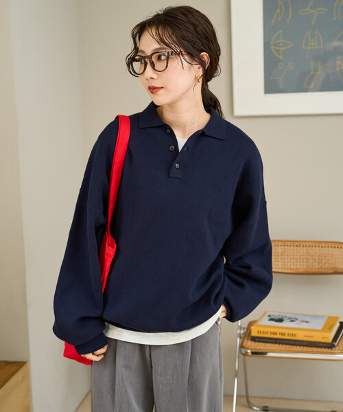 FREAK'S STORE(フリークスストア)の「\累計35,300枚突破/限定展開 ポロニット プルオーバー(ニット/セーター・レディース・チャコールグレー/ライトグレー/ブラック/ダークブラウン/ネイビー/レッド/イエロー/グリーン/ナチュラル/その他17・フリ-)」の7枚目の写真