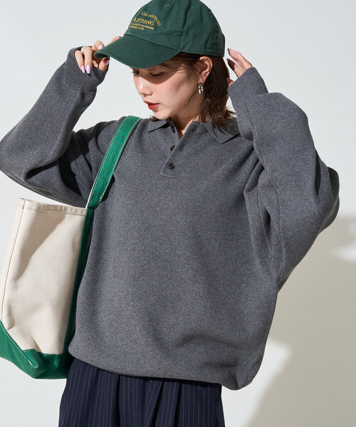 FREAK'S STORE(フリークスストア)の「\累計35,300枚突破/限定展開 ポロニット プルオーバー(ニット/セーター・レディース・チャコールグレー/ライトグレー/ブラック/ダークブラウン/ネイビー/レッド/イエロー/グリーン/ナチュラル/その他17・フリ-)」の3枚目の写真