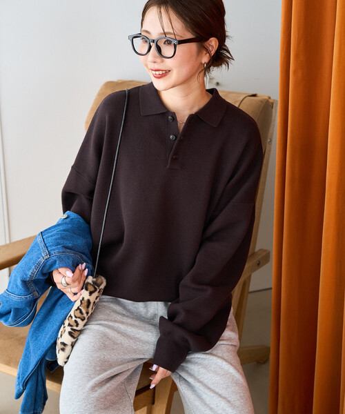 FREAK'S STORE(フリークスストア)の「\累計35,300枚突破/限定展開 ポロニット プルオーバー(ニット/セーター・レディース・チャコールグレー/ライトグレー/ブラック/ダークブラウン/ネイビー/レッド/イエロー/グリーン/ナチュラル/その他17・フリ-)」の11枚目の写真