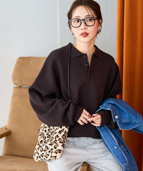 FREAK'S STORE(フリークスストア)の「\累計35,300枚突破/限定展開 ポロニット プルオーバー(ニット/セーター・レディース・チャコールグレー/ライトグレー/ブラック/ダークブラウン/ネイビー/レッド/イエロー/グリーン/ナチュラル/その他17・フリ-)」の12枚目の写真