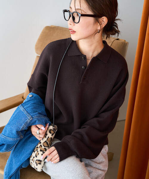 FREAK'S STORE(フリークスストア)の「\累計35,300枚突破/限定展開 ポロニット プルオーバー(ニット/セーター・レディース・チャコールグレー/ライトグレー/ブラック/ダークブラウン/ネイビー/レッド/イエロー/グリーン/ナチュラル/その他17・フリ-)」の14枚目の写真