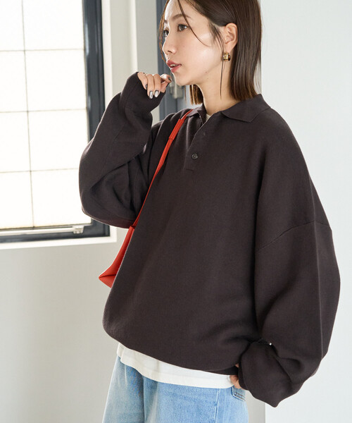 FREAK'S STORE(フリークスストア)の「\累計35,300枚突破/限定展開 ポロニット プルオーバー(ニット/セーター・レディース・チャコールグレー/ライトグレー/ブラック/ダークブラウン/ネイビー/レッド/イエロー/グリーン/ナチュラル/その他17・フリ-)」の19枚目の写真