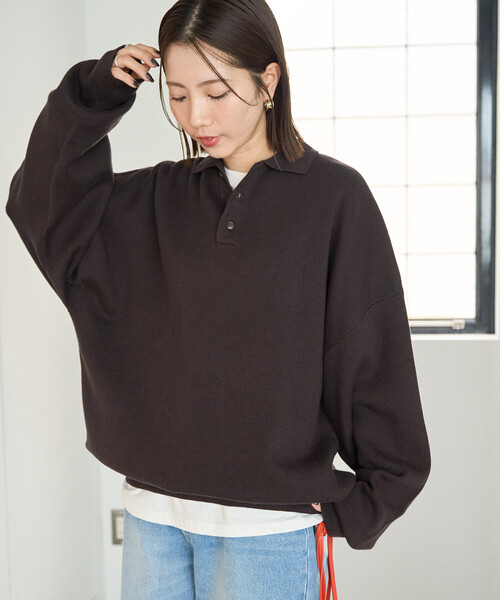 FREAK'S STORE(フリークスストア)の「\累計35,300枚突破/限定展開 ポロニット プルオーバー(ニット/セーター・レディース・チャコールグレー/ライトグレー/ブラック/ダークブラウン/ネイビー/レッド/イエロー/グリーン/ナチュラル/その他17・フリ-)」の21枚目の写真