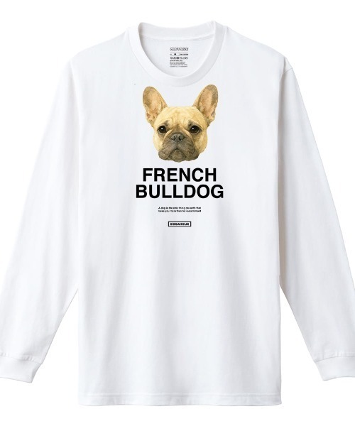 Moftique(モフティック)の「Moftique(モフティック) 長袖Tシャツ フレンチブルドッグ 犬 ドッグ ペット アニマル プリント 袖リブ ロンT トップス メンズ ユニセックス(Tシャツ/カットソー・メンズ・ホワイト/ブラック・M/L/XL)」の2枚目の写真
