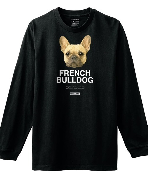 Moftique(モフティック)の「Moftique(モフティック) 長袖Tシャツ フレンチブルドッグ 犬 ドッグ ペット アニマル プリント 袖リブ ロンT トップス メンズ ユニセックス(Tシャツ/カットソー・メンズ・ホワイト/ブラック・M/L/XL)」の1枚目の写真