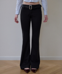 Belted Boots Cut Pants [Black]
