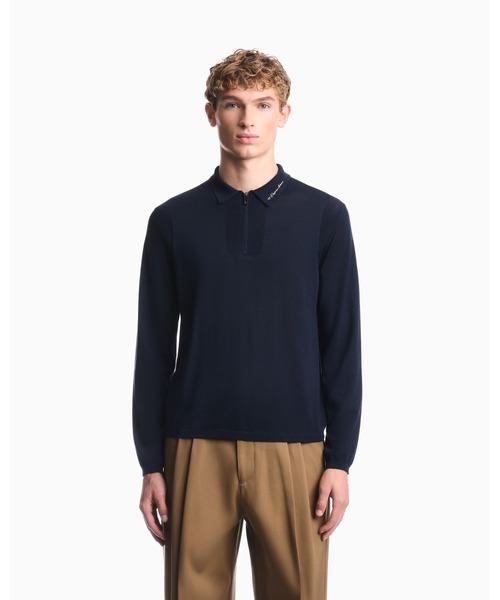 EMPORIO ARMANI(エンポリオアルマーニ)の「【エンポリオ アルマーニ】プルオーバー ヴァージンウールジャージー ニットポロシャツ(ニット/セーター・メンズ・グレー/ブルー系・X-LARGE/X-SMALL/SMALL/MEDIUM/LARGE)」の1枚目の写真