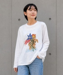 アニマルグラフィックプリント ロングTシャツ