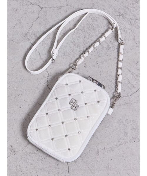 GYDA(ジェイダ)の「GGベロア bijou quiltingミニショルダーBAG(ショルダーバッグ・レディース・ピンク/オフホワイト/ブラック・FREE)」の2枚目の写真