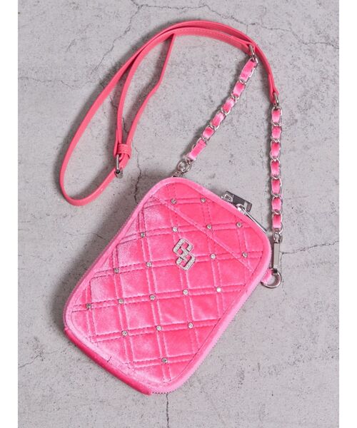 GYDA(ジェイダ)の「GGベロア bijou quiltingミニショルダーBAG(ショルダーバッグ・レディース・ピンク/オフホワイト/ブラック・FREE)」の3枚目の写真