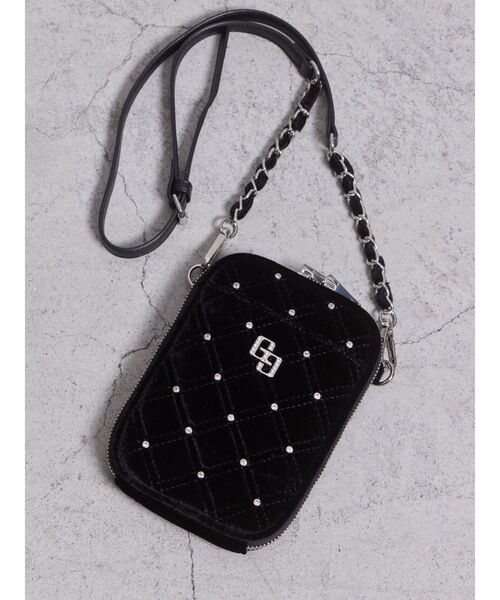 GYDA(ジェイダ)の「GGベロア bijou quiltingミニショルダーBAG(ショルダーバッグ・レディース・ピンク/オフホワイト/ブラック・FREE)」の1枚目の写真