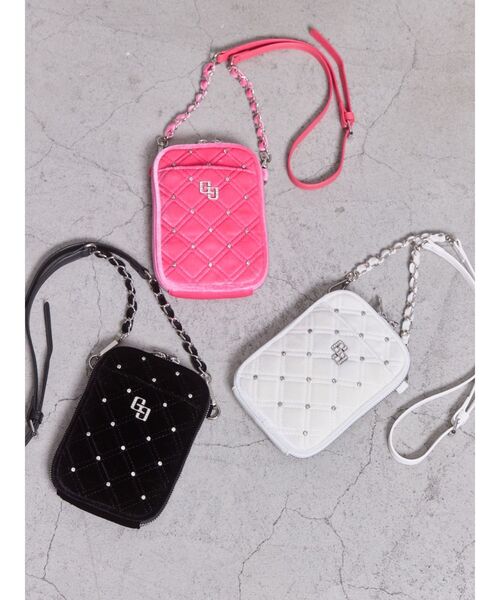 GYDA(ジェイダ)の「GGベロア bijou quiltingミニショルダーBAG(ショルダーバッグ・レディース・ピンク/オフホワイト/ブラック・FREE)」の14枚目の写真