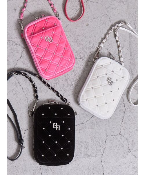 GYDA(ジェイダ)の「GGベロア bijou quiltingミニショルダーBAG(ショルダーバッグ・レディース・ピンク/オフホワイト/ブラック・FREE)」の15枚目の写真