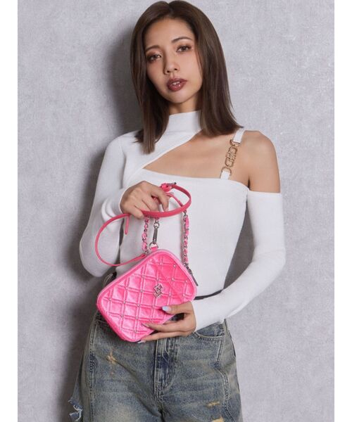 GYDA(ジェイダ)の「GGベロア bijou quiltingミニショルダーBAG(ショルダーバッグ・レディース・ピンク/オフホワイト/ブラック・FREE)」の17枚目の写真