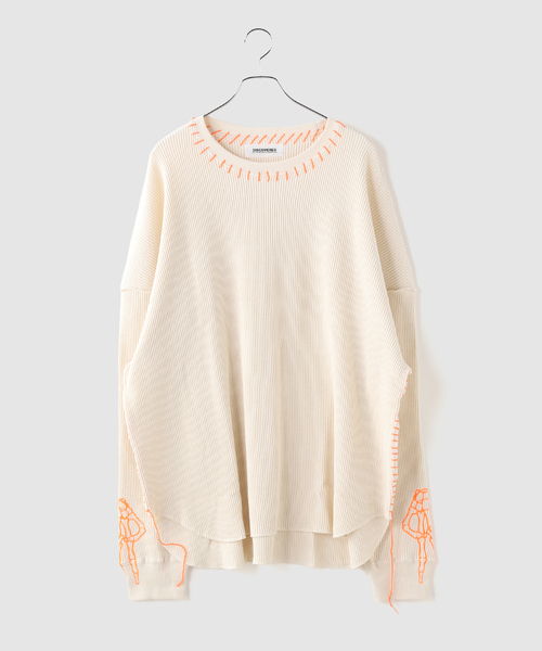 DISCOVERED(ディスカバード)の「DISCOVERED / ディスカバード WAFFLE BONE PRINT CUTSEWN(Tシャツ/カットソー・メンズ・ブラック/ホワイト・1)」の2枚目の写真