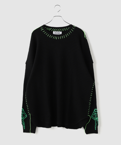 DISCOVERED(ディスカバード)の「DISCOVERED / ディスカバード WAFFLE BONE PRINT CUTSEWN(Tシャツ/カットソー・メンズ・ブラック/ホワイト・1)」の1枚目の写真