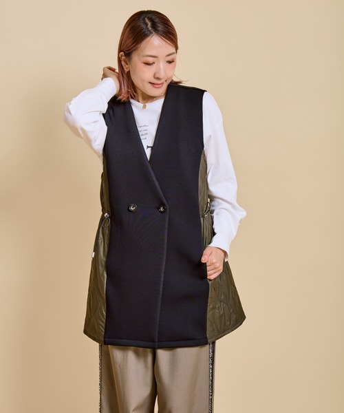 LHELBIE（レルビエ）の「ダンボール×キルティングベスト（ベスト・レディース・ブラック/ブラック×カーキ/オフホワイト・M）」の22枚目の写真