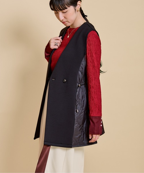 LHELBIE（レルビエ）の「ダンボール×キルティングベスト（ベスト・レディース・ブラック/ブラック×カーキ/オフホワイト・M）」の14枚目の写真
