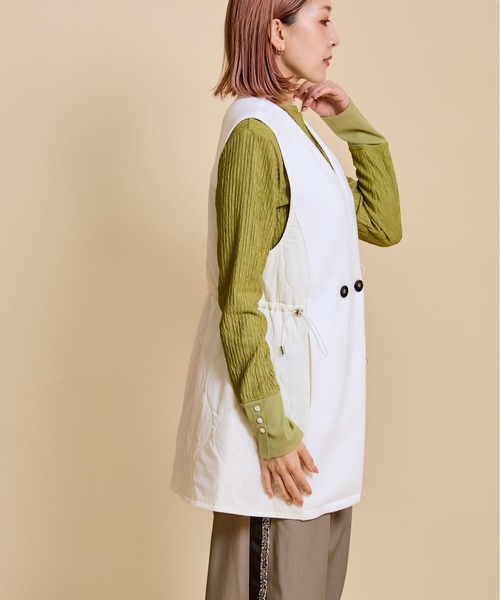 LHELBIE（レルビエ）の「ダンボール×キルティングベスト（ベスト・レディース・ブラック/ブラック×カーキ/オフホワイト・M）」の9枚目の写真