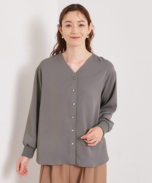 ITS'DEMO(イッツデモ)の「袖口リブブラウス(シャツ/ブラウス・レディース・ブルー/ブラウン系その他/チャコールグレー・00)」の16枚目の写真
